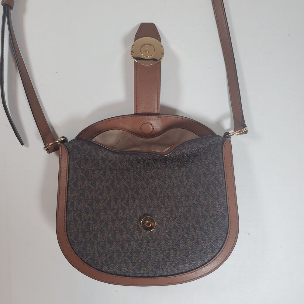 Michael Kors Women’s Crossbody Bag Small Brown "Gabby" Logo Print Hobo MK - Picture 10 of 13